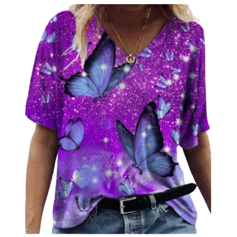 2021 European and American summer new national style map geometric print round neck casual simple short-sleeved t-shirt ols1114-6 L - Image 4