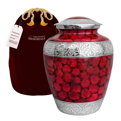 Trupoint Memorials Extra Large Urn for Ashes Adult Male or Female Up to 300 lbs Cremation Urns for Human Ashes Funeral Memorial Urns for Men  Women Red