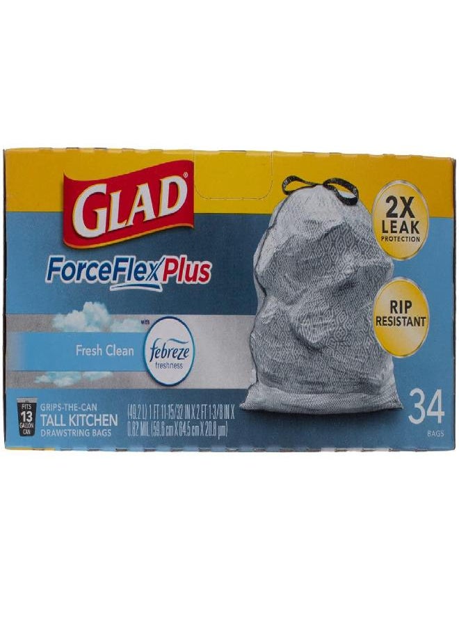 Glad ForceFlex OdorShield Drawstring Trash Bags, Fresh Clean, 13 Gallon, 34 Count - pzsku/Z8532F32F90429DBD215DZ/45/_/1692790511/5d036b9e-e2df-4027-8830-968c65fadf5c