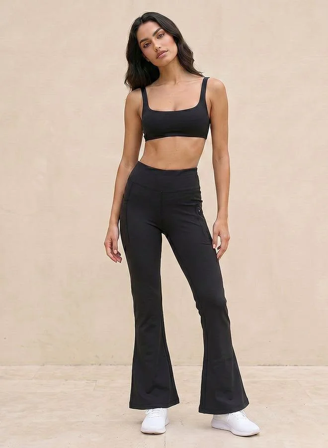 Splash Active Black 2 Way Stretch Flared Leggings for Women | Best Price UAE
