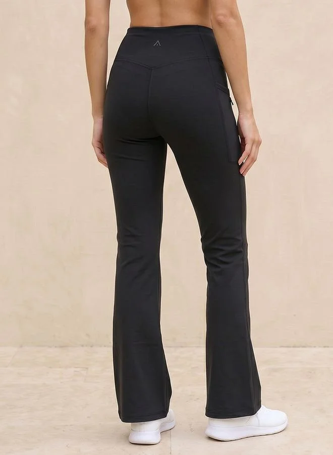 Splash Active Black 2 Way Stretch Flared Leggings for Women | Best Price UAE