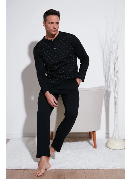 Buratti Cotton Regular Fit Long Sleeve Men's Pajama Set with Elastic Waist 6572008