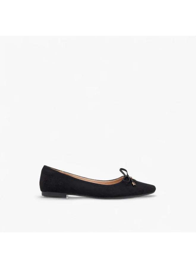 Celeste Women's Solid Slip-On Ballerina Shoes with Bow Accent
