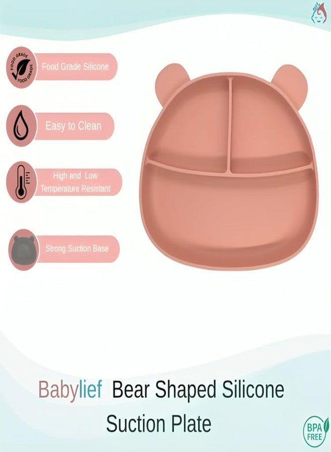 Babylief Baby Feeding Set, Silicone Plate with Suction Base and 2-in-1 (Sippy Cup & Snack Cup) Combo (Pink) - Image 2