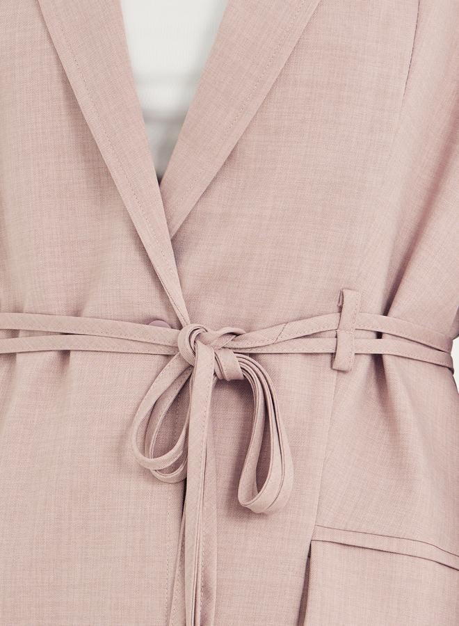 Styli Styli Regular Fit Linen Look Belted Blazer  - Image 3