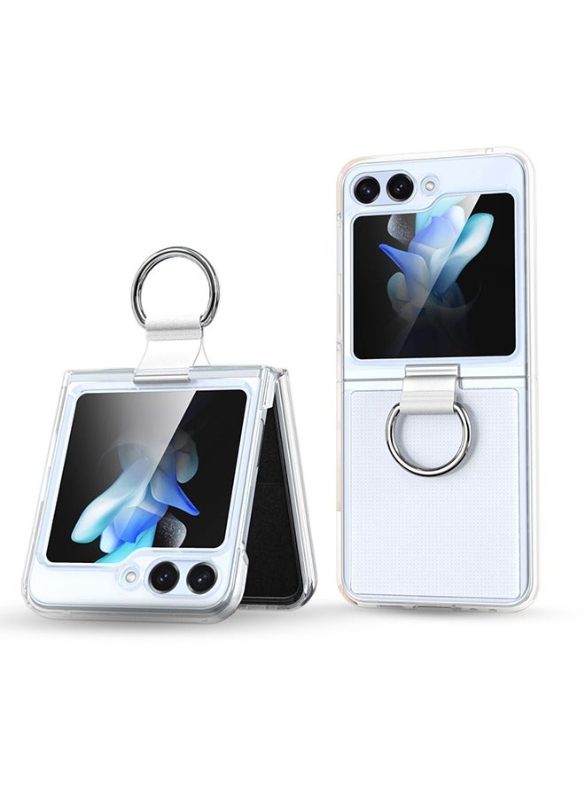 O Ozone Clear Case for Samsung Galaxy Z Flip 5 Cover with Ring Holder Hard Transparent Hard PC Cover, Shock-proof Protective Bumper Phone Cover  - Image 1