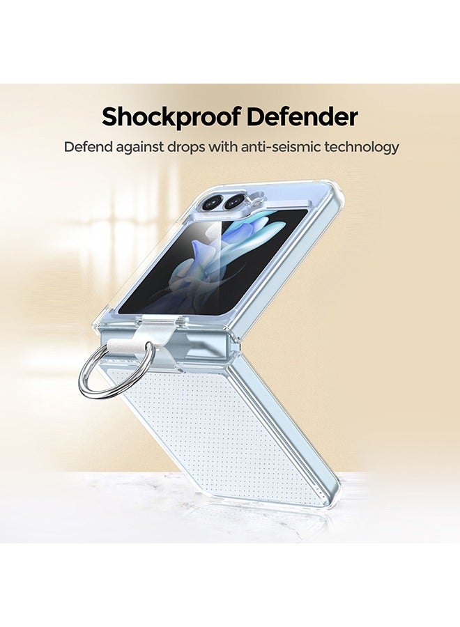 O Ozone Clear Case for Samsung Galaxy Z Flip 5 Cover with Ring Holder Hard Transparent Hard PC Cover, Shock-proof Protective Bumper Phone Cover  - Image 2