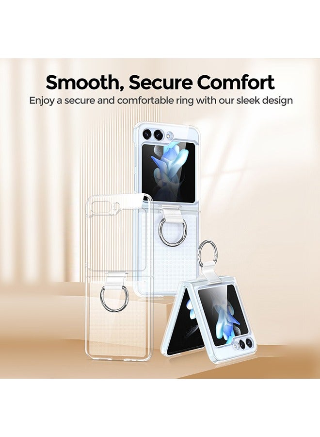 O Ozone Clear Case for Samsung Galaxy Z Flip 5 Cover with Ring Holder Hard Transparent Hard PC Cover, Shock-proof Protective Bumper Phone Cover  - Image 3