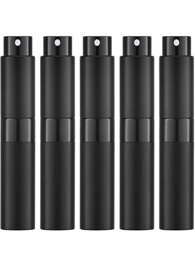 Beauenty 5 PCS Portable Mini Refillable Perfume Atomizer Bottle - Refillable Perfume Spray, Atomizer Perfume Metal Bottle, Scent Pump Case for Traveling, 8ml (Black) - Image 1