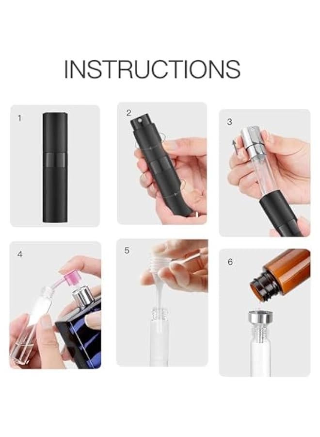 Beauenty 5 PCS Portable Mini Refillable Perfume Atomizer Bottle - Refillable Perfume Spray, Atomizer Perfume Metal Bottle, Scent Pump Case for Traveling, 8ml (Black) - Image 3