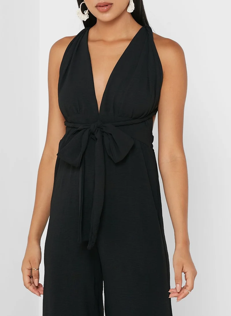 PARISIAN Halter Neck Tie Detail Jumpsuit