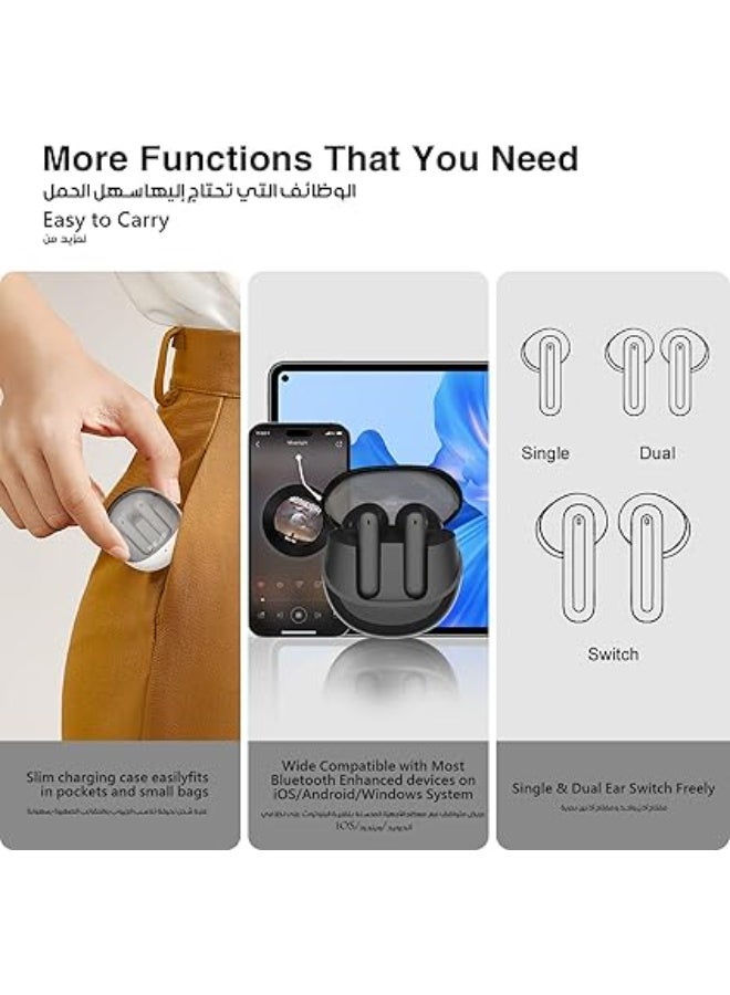 PEJE L10 Wireless Earbuds – Bluetooth 5.4, ANC, Powerful Bass, 7H Playtime, IPX4 Sweatproof, Fast USB-C Charging, AI Clear Call with Dual Mic – True Wireless For Gym/Music/Calls. (White) - Image 3