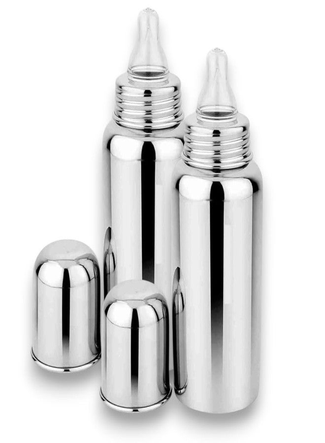 RB POINT Stainless Steel Baby Feeding Bottle for Kids Feeding Bottle for Milk and Baby Drinks Zero Percent Plastic No Leakage (240ML), Pack of 2 - Image 1