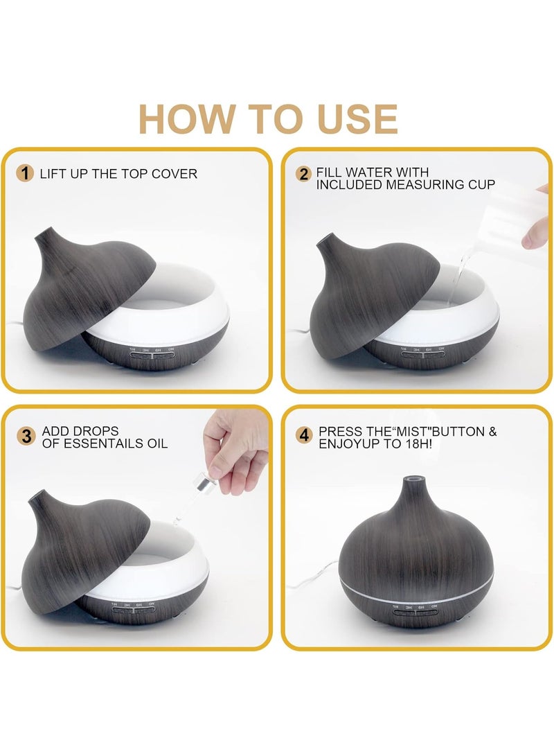 SKY-TOUCH Essential Oil Diffuser, 550ml Oil Diffuser with 4 Timer, Aromatherapy Diffuser with Auto Shut-off Function, Cool Mist Humidifier BPA-Free for Bedroom Home - Image 3