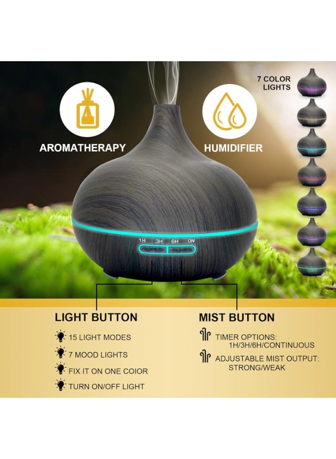 SKY-TOUCH Essential Oil Diffuser, 550ml Oil Diffuser with 4 Timer, Aromatherapy Diffuser with Auto Shut-off Function, Cool Mist Humidifier BPA-Free for Bedroom Home - Image 2
