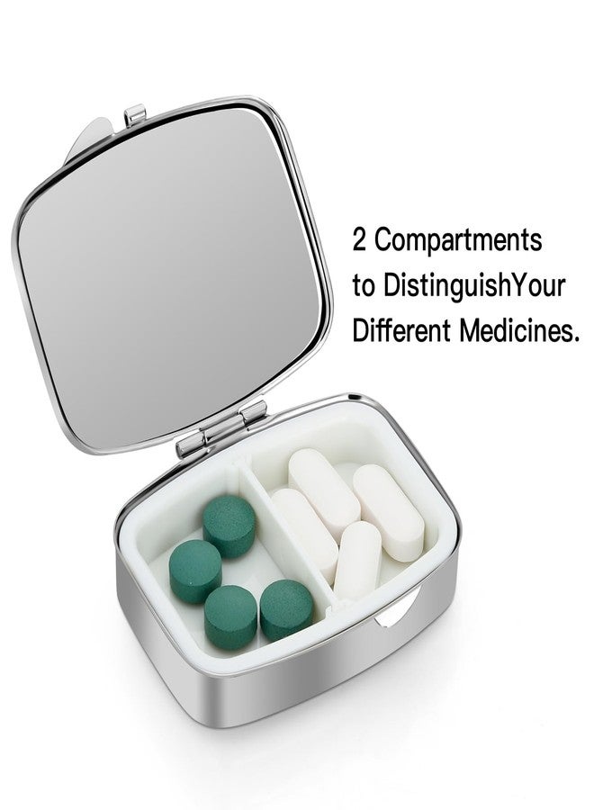 Soleebee Bling Crystal Pill Box, Portable 2 Compartments Daily Pill Organizer, Small Travel Pill Case for Purse or Pocket, Medicine Vitamin Pill Container Organizer (Pink) - Image 3