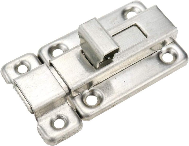 Geesatis 2 Pcs Sliding Lock Barrel Bolt Stainless Steel Sliding Latch Lock Barrel Bolt for Chests Cabinets Door Lock Bird Cage Lock Replacement, with Mounting Screws, Silver - Image 3