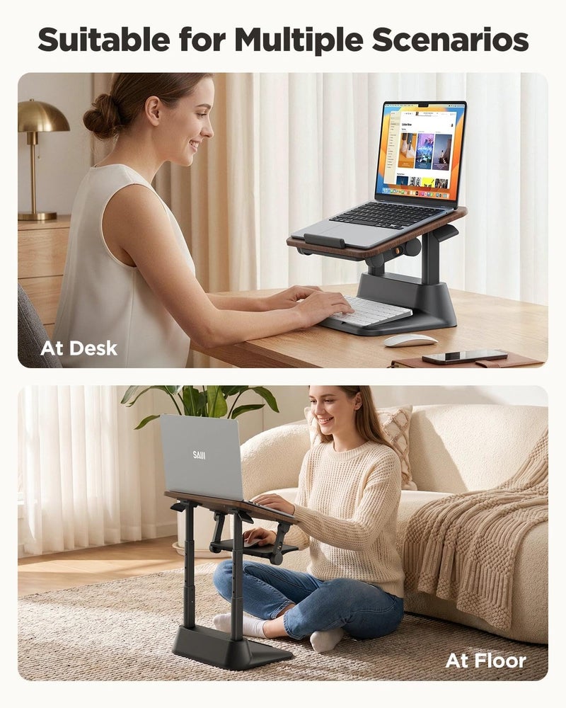 SAIJI Laptop Stand for Desk, Stable Standing Laptop Riser with Foldable Mouse Pad, Standing Computer Stand with 4 Adjustable Height Up to 20.47", Tall Stand Fit All Laptops Under 17.3" - Image 4