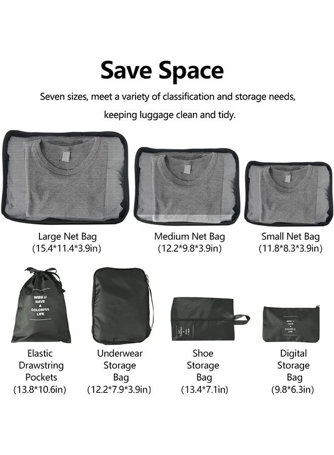 rayze 7 Set Travel Packing Organizers for Save Space Packing Cubes Luggage Organizers with Find Easily, Durable Travel Accessories Luggage Organizers with Upgraded Nylon Fabric Black - Image 3