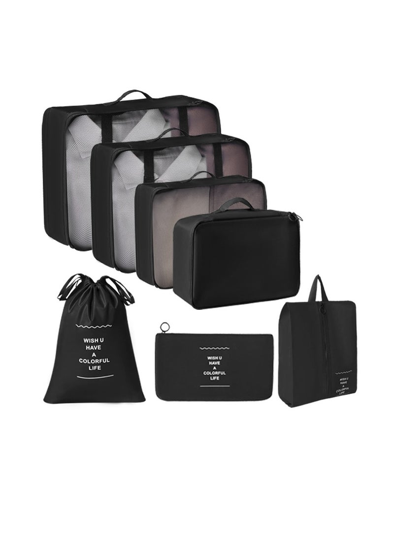 rayze 7 Set Travel Packing Organizers for Save Space Packing Cubes Luggage Organizers with Find Easily, Durable Travel Accessories Luggage Organizers with Upgraded Nylon Fabric Black - Image 1