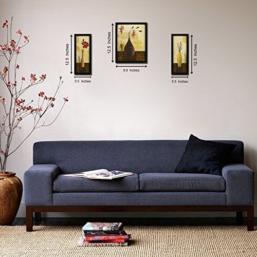 Indianara 3 PC Set of Floral Paintings Without Glass 5.2 X 12.5, 9.5 X 12.5, 5.2 X 12.5 inch(multicolor966) - Image 5