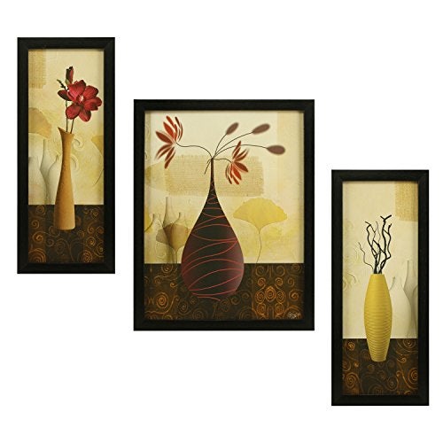 Indianara 3 PC Set of Floral Paintings Without Glass 5.2 X 12.5, 9.5 X 12.5, 5.2 X 12.5 inch(multicolor966) - Image 1