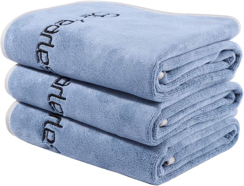 Bobor Gym Towels Set, Microfiber Sports Towel for Men and Women, Super Soft and Quick-Drying 3-Pack Set Towel, for Tennis, Yoga, Cycling, Swimming (Blue 3 Pack, 14" x 29") - Image 2