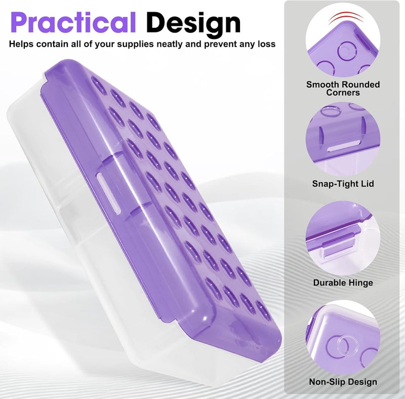 HUTUDD Plastic Pencil Box, Large Pencil Case, Clear Pencil Boxes with Snap-tight Lid, Hard Crayon Box Storage Marker Organizer Containers for Boys Girls Adults School Office Supplies (Clear Purple) - Image 4