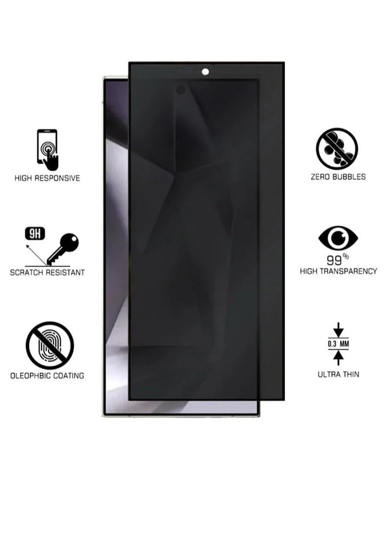 MIGOFAST Screen Protector for Samsung Galaxy S24 Ultra 5G, Privacy Tempered Glass,Case Friendly 9H Hardness Anti-scratch Anti-spy Tempered Glass Film for Samsung Galaxy S24 Ultra 5D Privacy - Image 2