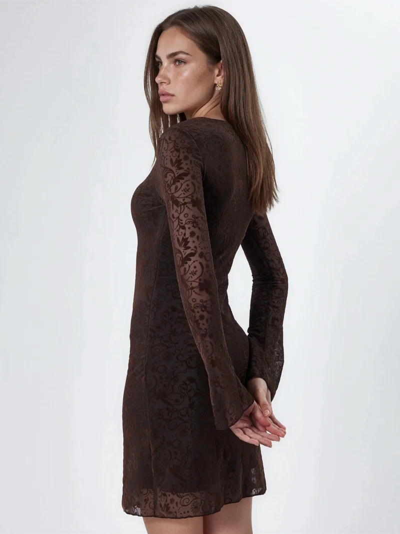 Qustyle QU STYLE Floral Tulle Bodycon Mini Dress