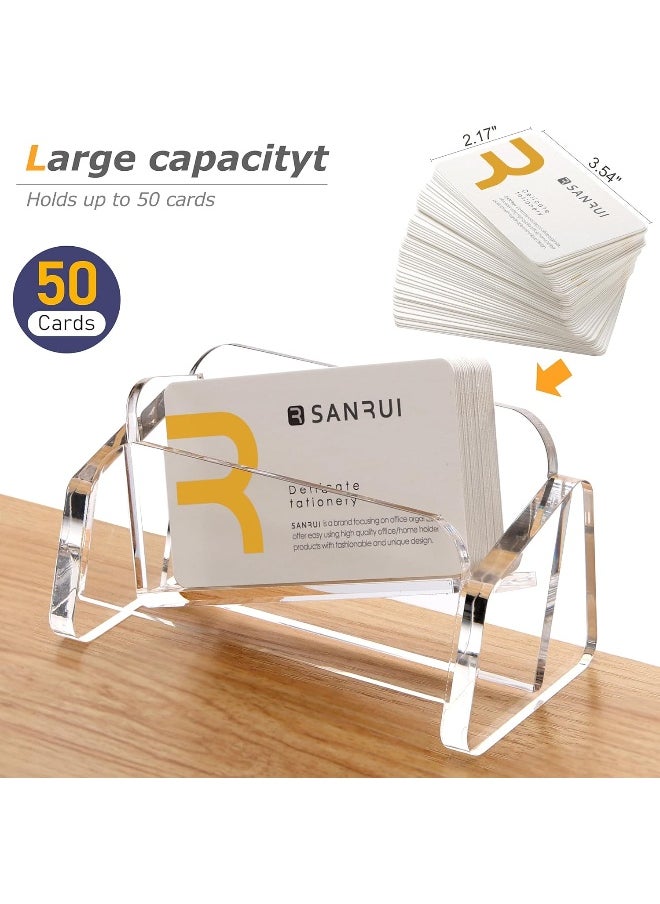 TPGP Acrylic Business Card Holder for Desk, Desktop Clear Business Card Display Stand, Business Name Card Organizer for Women and Men (Horizontal, 1-Slot, 60 Card Capacity)  - Image 4
