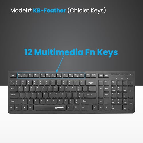 ProDot Feather Chicklet Keyboard I Plug & Play I 1.5m USB Wire I 10M Keystrokes I 108 Keys I Rupees Key I Ergonomic, Spill Resistant Design | 1 Year Warranty | Works with Windows, iOS, Linux - Image 4