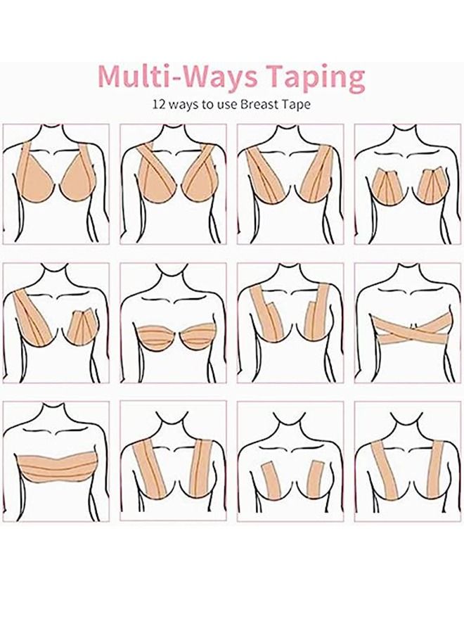 Traceless Elastic Sports Tape for Lift & Fashion,1 Pcs Breathable Tape and 10 Pcs Flower Backless Cover Set, Achieve Lift and Push up in All Clothing,Fabric,Dress Types - Image 4