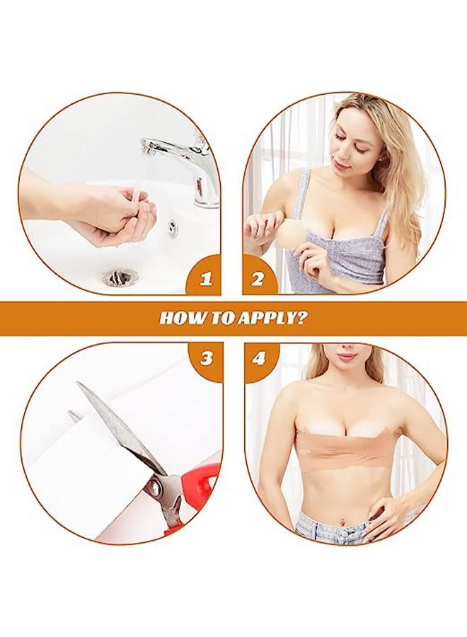 Traceless Elastic Sports Tape for Lift & Fashion,1 Pcs Breathable Tape and 10 Pcs Flower Backless Cover Set, Achieve Lift and Push up in All Clothing,Fabric,Dress Types - Image 5