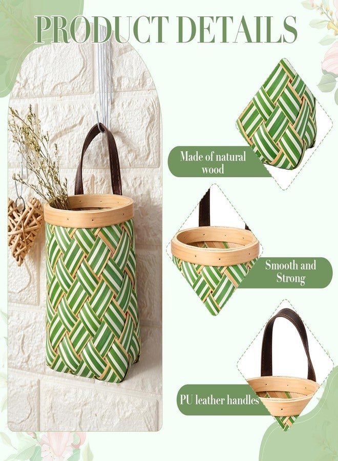 Yinkin 3 Pack 6 Inch Small Wall Hanging Basket Woven Wood Storage Basket Hanging Rope Organizer Flower Plants Vegetable Wall Decoration for Porch Living Room Bedroom Home (Sage Green) - Image 4