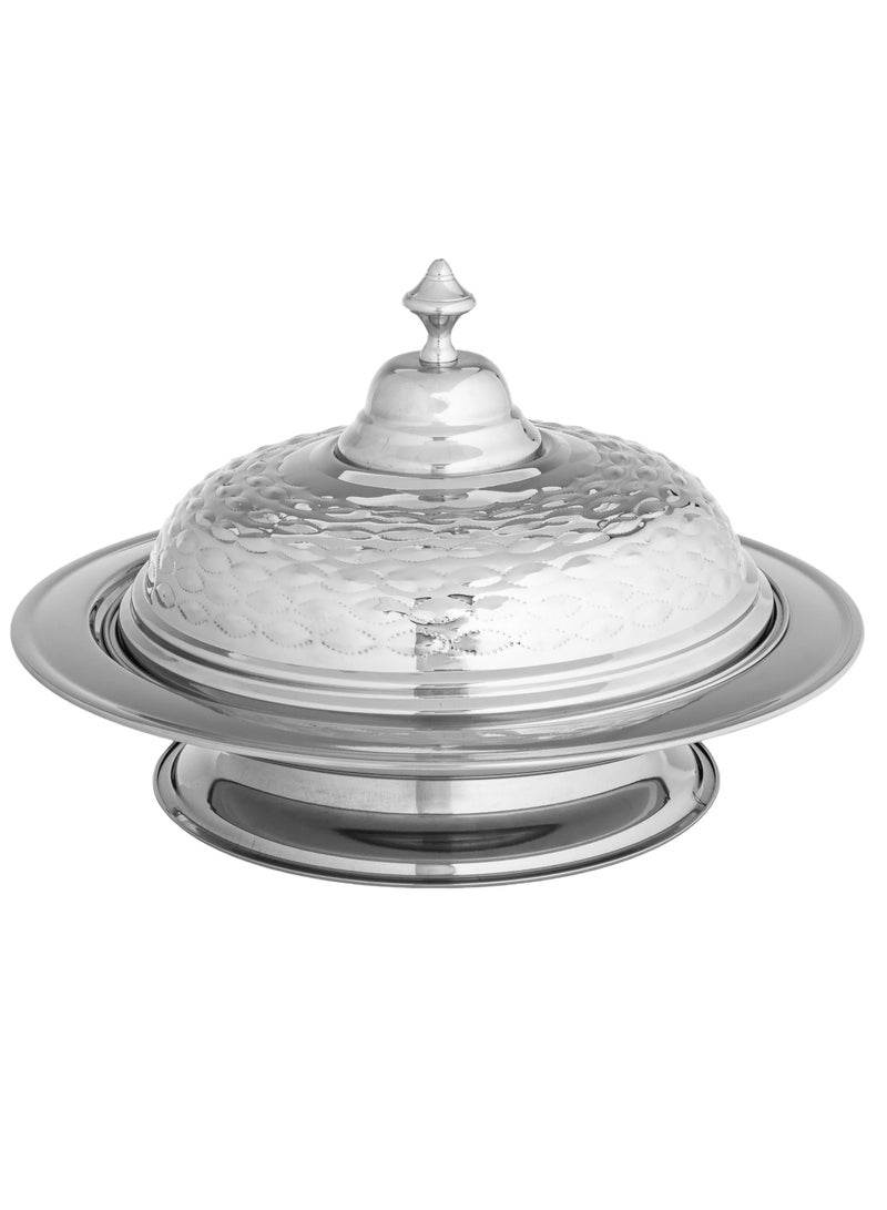 المرحومي صحن كوزي بقاعدة فاخر مصنوع من ستانلس استيل الهندي 45 سم - Image 1