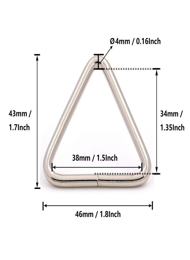 BIKICOCO 1-1/2'' Metal Triangle Ring Buckle Connectors Round Edge Webbing Bag Clasp Handbag Strap Making Hardware, Silver X 10 Pcs, 1-1/2 inch - Image 4