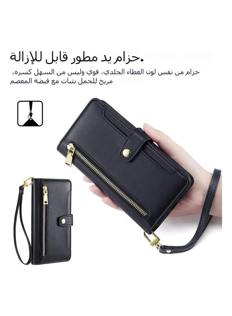 Leather case compatible with Honor X9c (5G), frosted drop case with card slot and stand function u0026 shoulder and wrist strap, shock-proof case  - Image 2