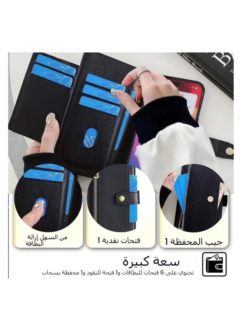 Leather case compatible with Honor X9c (5G), frosted drop case with card slot and stand function u0026 shoulder and wrist strap, shock-proof case  - Image 3