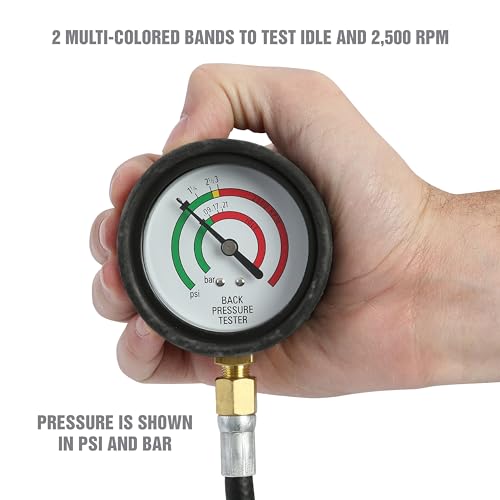 OEMTOOLS 37263 Exhaust Back Pressure Tester/Gauge Kit, Exhaust Gauge Diagnoses Catalytic Converter Issues, Oxygen Sensor Adapter, psi/Bar Readings - Image 5
