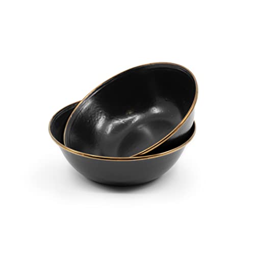 Barebones Enamel Bowl Set - Dish Set of 2 Bowls - Enamelware Set for Camping and Everyday Use (Charcoal) - Image 1