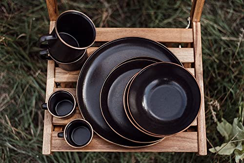 Barebones Enamel Bowl Set - Dish Set of 2 Bowls - Enamelware Set for Camping and Everyday Use (Charcoal) - Image 2