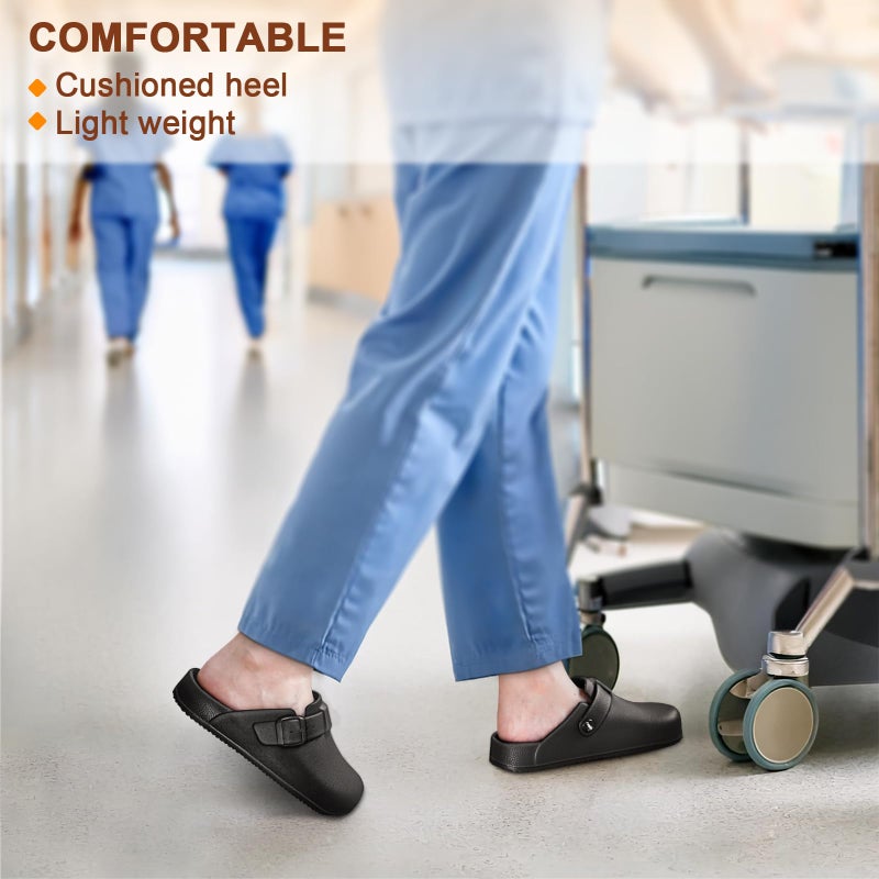 Bigant Womens Clogs,Mercy Mules for Womens Nurse Shoes-Slip on Garden Work Shoes(Black-8 Women/6 Men) - Image 5