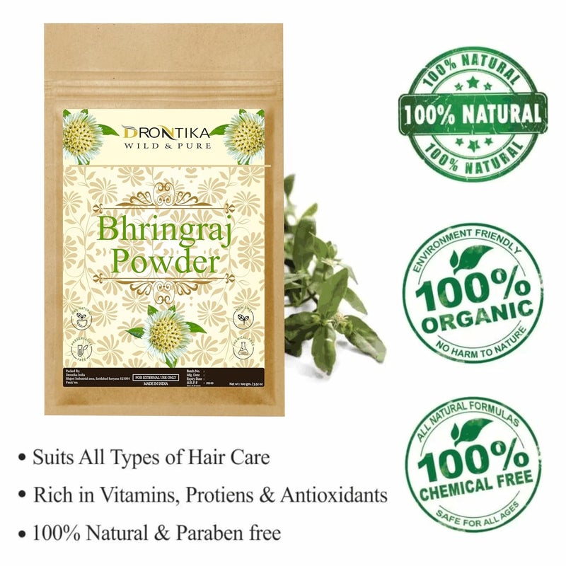 DRONTIKA Drontika Natural Bhringraj Powder for hair growth 100 Grams For Hair Mask 100 Pure and Natural No Chemical No Preservatives Ayurvedic Herbal  - Image 5