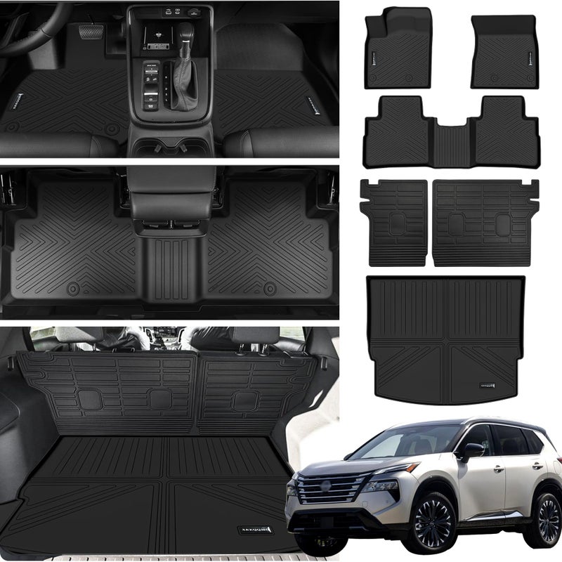 Floor Mats Cargo Liner for 20212025 Nissan Rogue with Backrest Mat SSVSLPlatinum NOT for Sport All Weather TPE Protection Floor Liners Full Set with Trunk Mat for 2025 Nissan Rogue Accessories