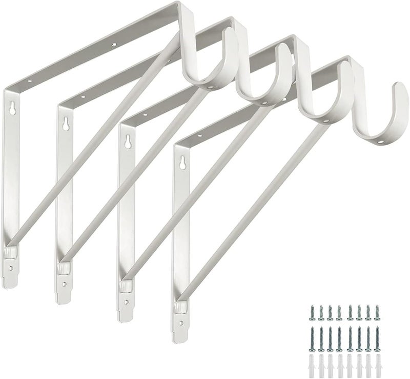 2FY2SW 4 Pack Closet Rod Bracket Heavy Duty Closet Shelf and Rod Brackets Shelf Brackets Clothes,Closet Shelves Bracket with Rod Shelving Support,with Screws White - Image 1