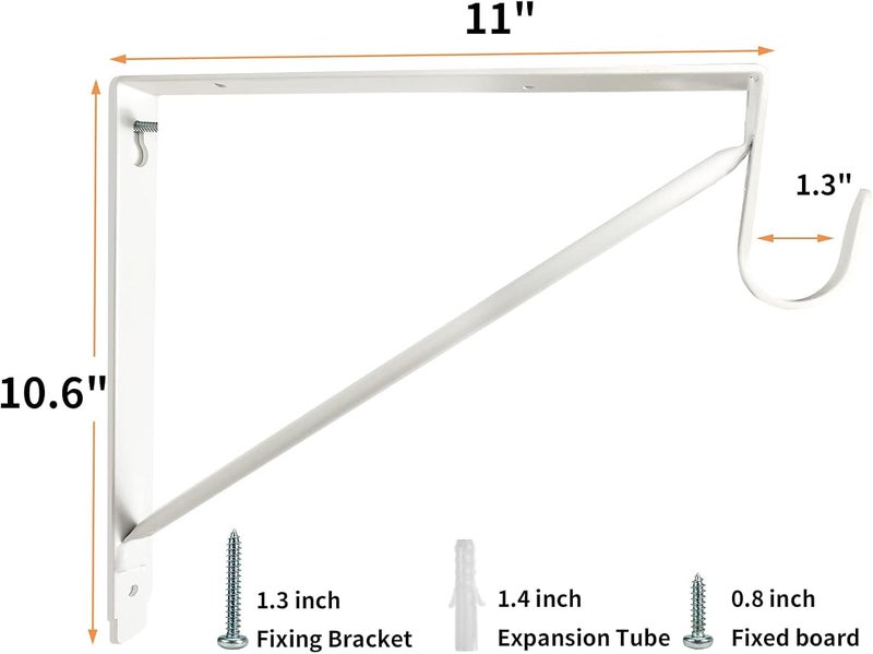 2FY2SW 4 Pack Closet Rod Bracket Heavy Duty Closet Shelf and Rod Brackets Shelf Brackets Clothes,Closet Shelves Bracket with Rod Shelving Support,with Screws White - Image 3