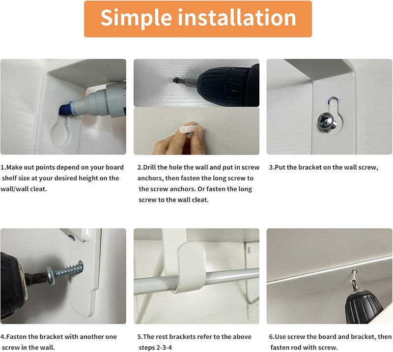 2FY2SW 4 Pack Closet Rod Bracket Heavy Duty Closet Shelf and Rod Brackets Shelf Brackets Clothes,Closet Shelves Bracket with Rod Shelving Support,with Screws White - Image 5
