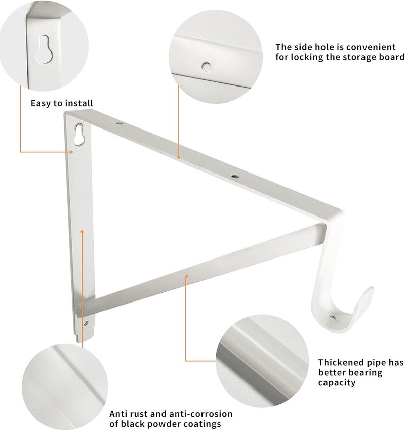 2FY2SW 4 Pack Closet Rod Bracket Heavy Duty Closet Shelf and Rod Brackets Shelf Brackets Clothes,Closet Shelves Bracket with Rod Shelving Support,with Screws White - Image 2