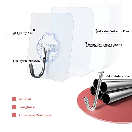 DDMY 36 Pack Heavy Duty Hooks Self Adhesive Large Hooks for Hanging,Wall Transparent Reusable Waterproof Hook for Kitchen Curtain Towel Hook for Bathrooms Coat Hook for Walls No Damage - Image 5